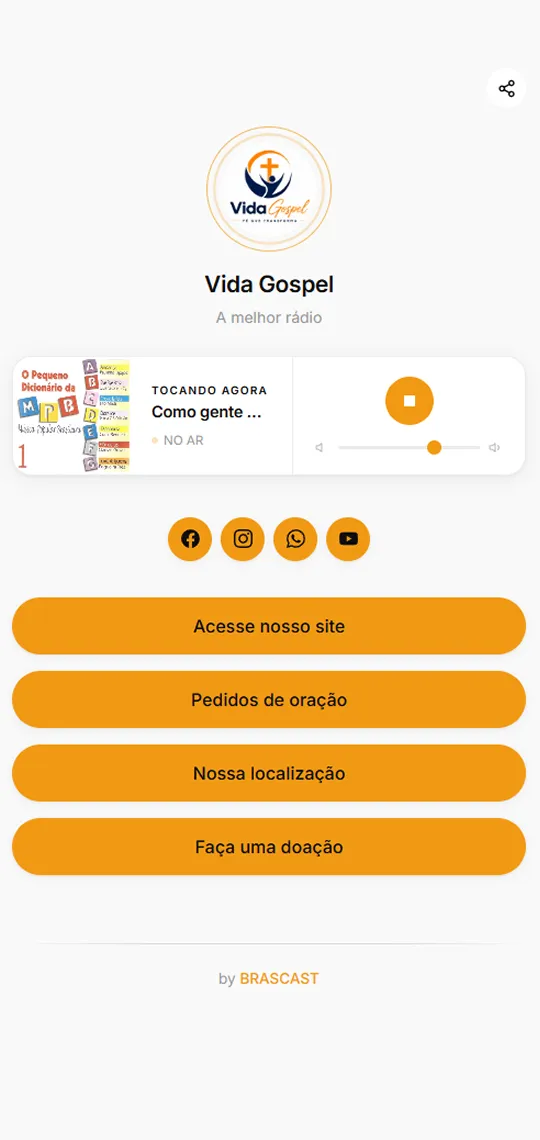Exemplo de Start Page: Vida FM Gospel